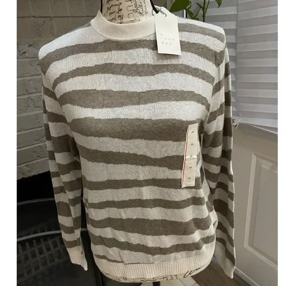 NWT A New Day Beige & Brown Animal Striped Sweater - Picture 1 of 6